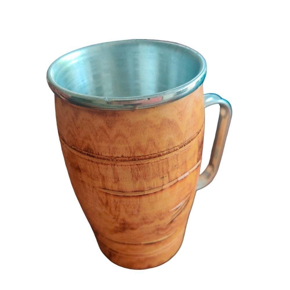Caneca Termica De Madeira Artesanal Rústica 300ml