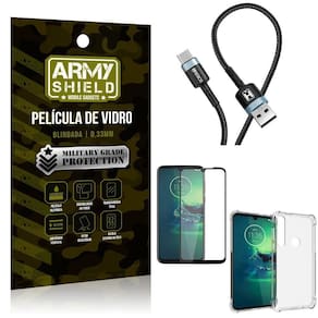 Cabo usb tipo c hs-302 moto g8 play+capinha+película 3d