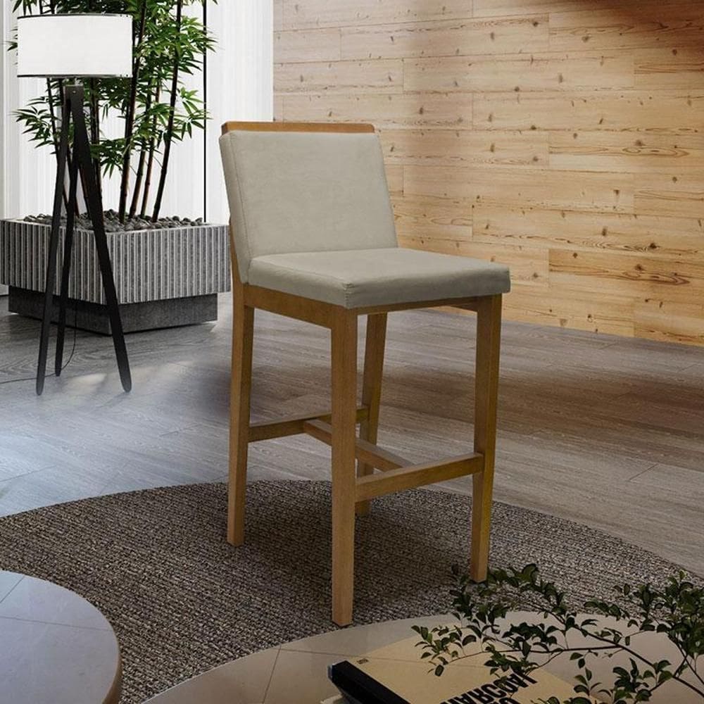 Banqueta Alta Ambiente Londres Corino Bege - Fratello