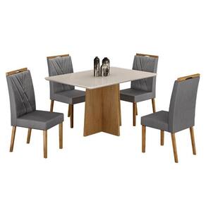 Mesa de Jantar Jade 120x80cm Cinamomo Off White com 4 Cadeiras Lara Veludo Grafite - Valdemóveis