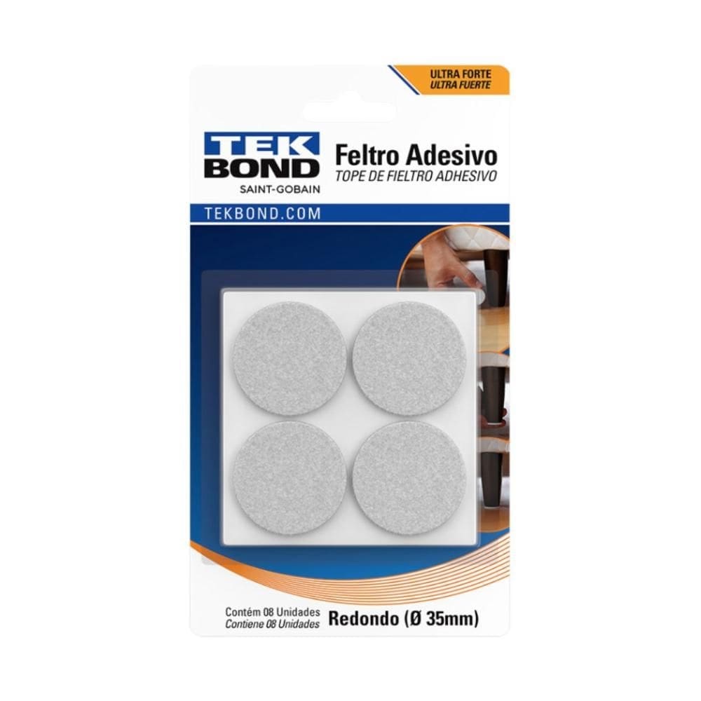 Feltro Protetor Adesivo Redondo Tekbond 35mm Branco