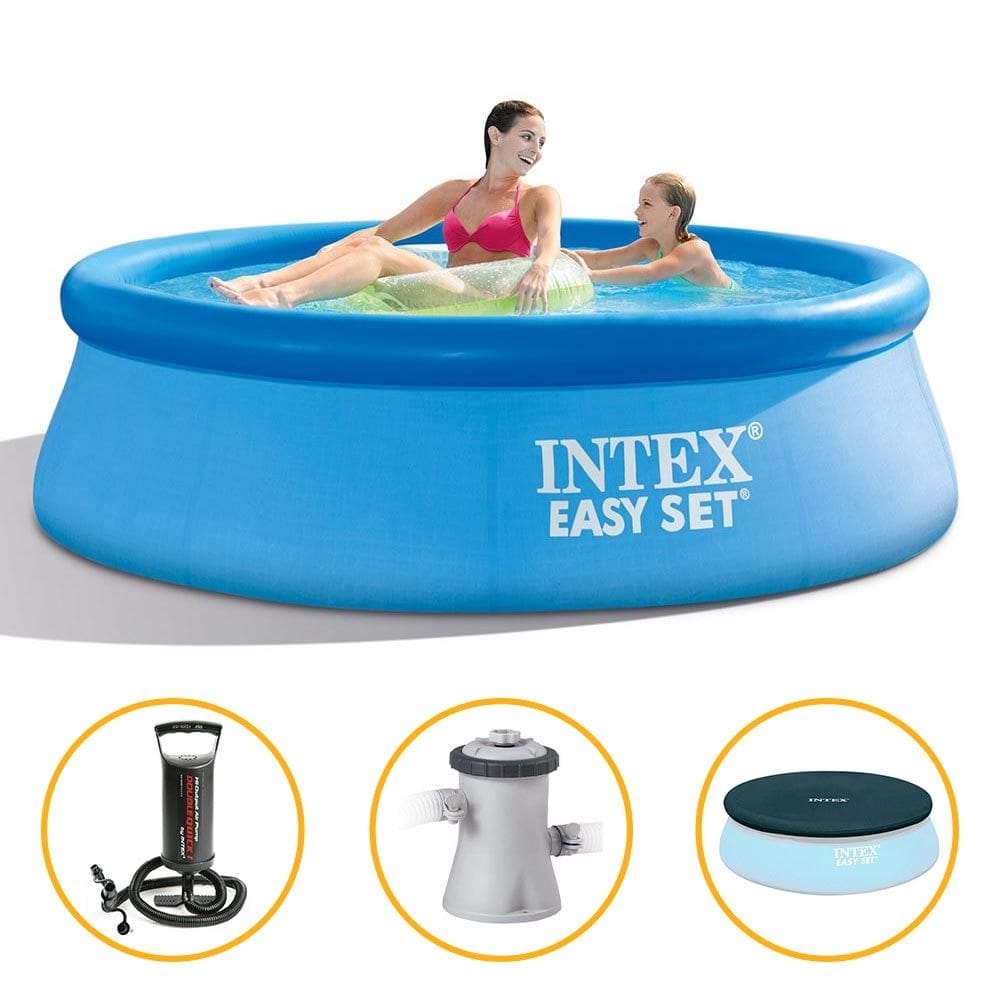Piscina Inflável Easy Set 3.077 Litros com Bomba + Capa + Bomba Filtrante Intex 220v