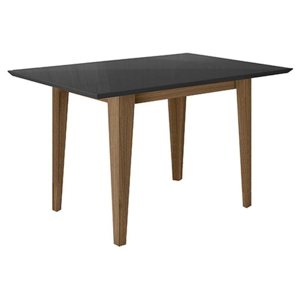 Mesa de Jantar 160cm Liz com Vidro Carvalho Grafite – Poliman