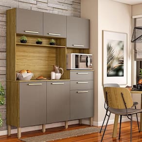 Cozinha Ambiente Montesa 6 Portas e 2 Gavetas Freijó Gris - Kits Paraná