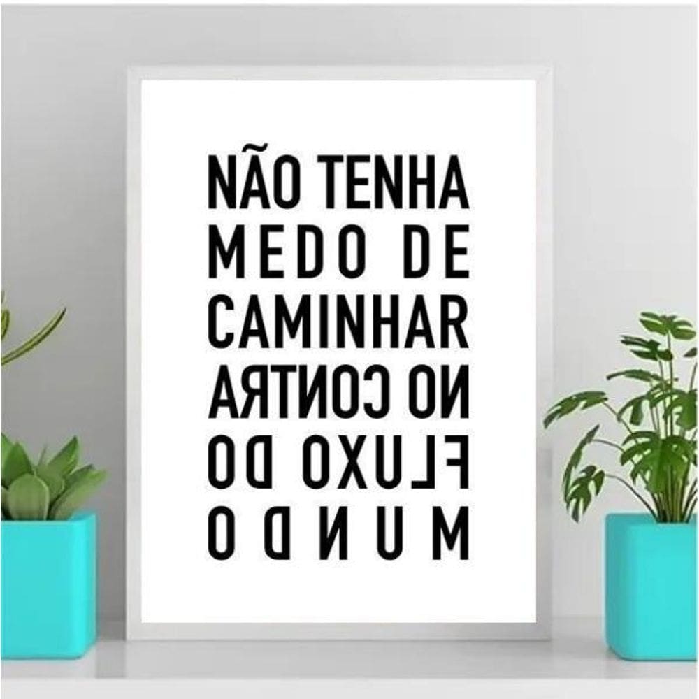 Quadro Não Tenha Medo Caminhar No Contra Fluxo 33X24Cm Vidro