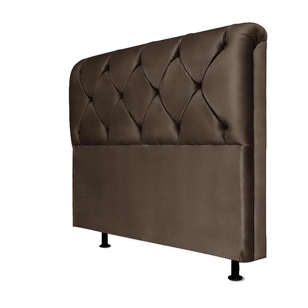 Cabeceira Casal Daiana 160 cm Marrom Couro Sintético – IDF Decor