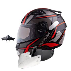 Capacete Masculino Ebf Spider Vermelho Com Narigueira Extra Mais Viseira Cristal e Fumê