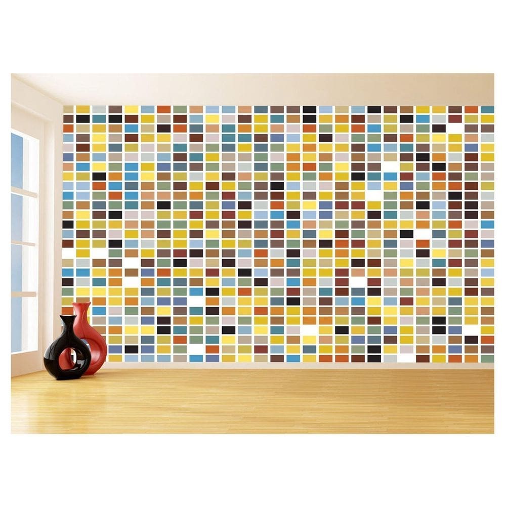 Papel De Parede Geométrico Quadrados Colorido 3,5M Gmt121