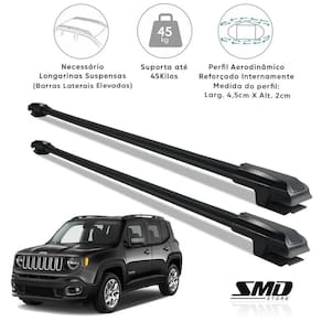 Travessa teto aluminio preto jeep renegade 2015 em diante preto especifico