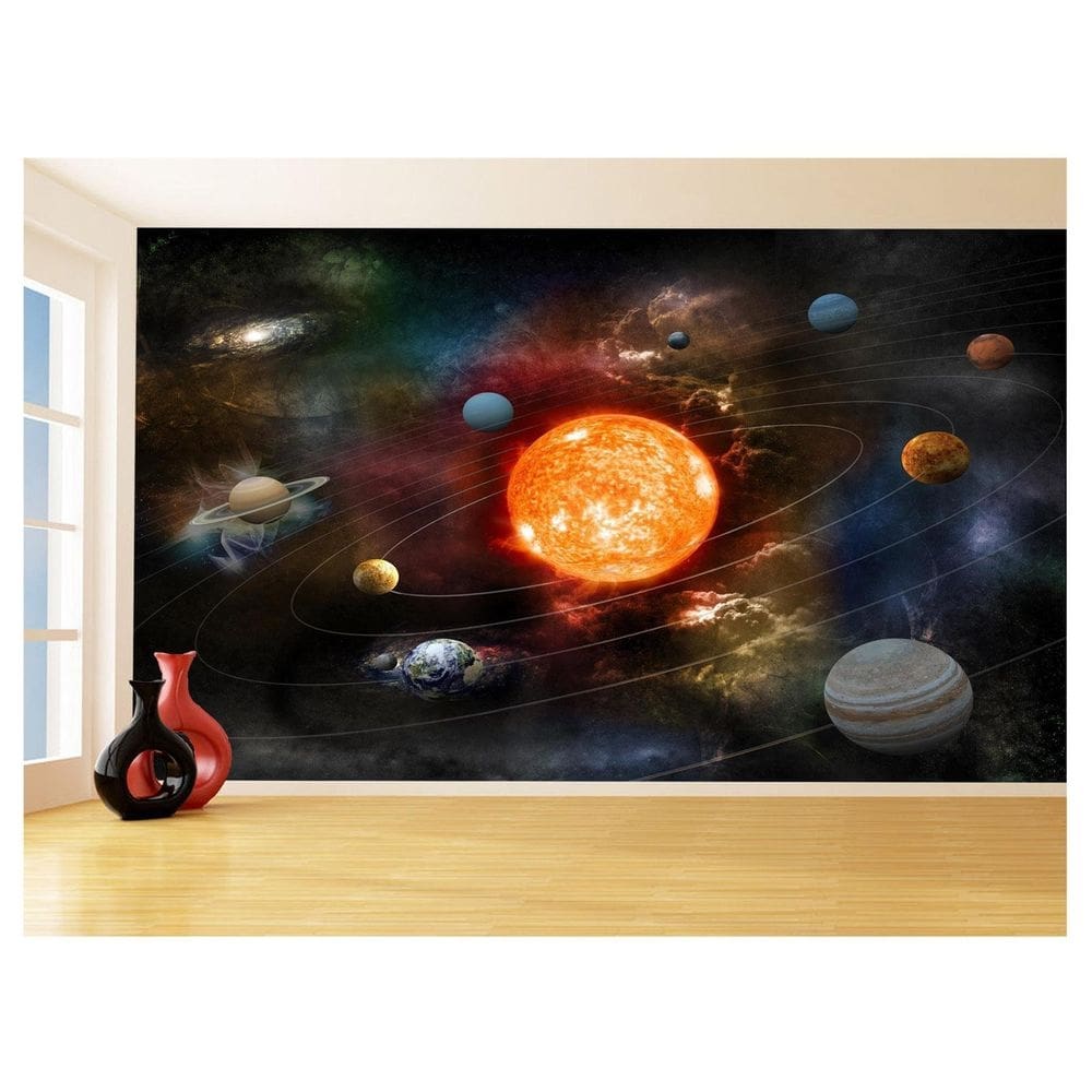 Papel De Parede 3D Espaço Estrelas Planetas 3,5M Nsp186