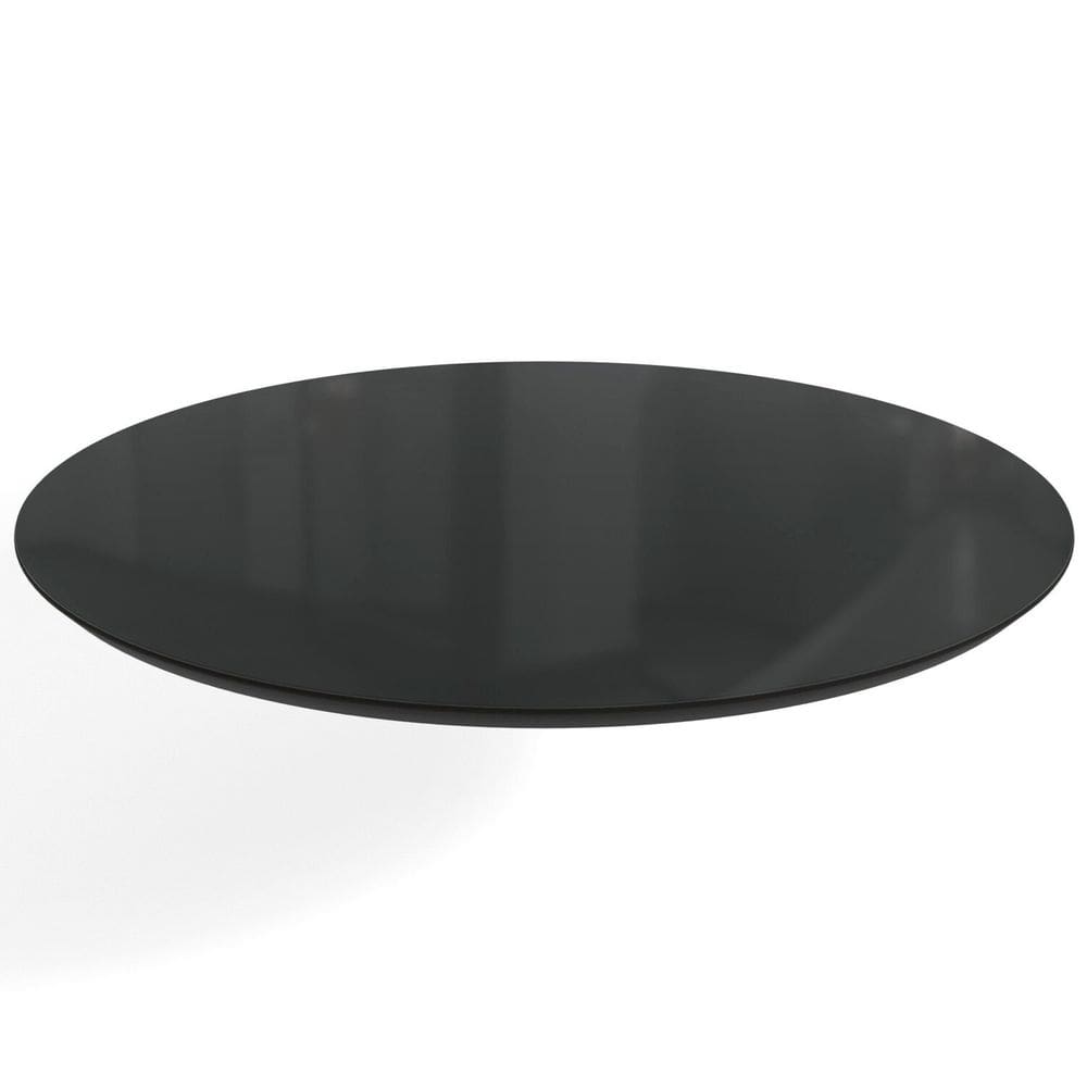 Tampo Redondo Mesa de Jantar Com Vidro 105cm Preto