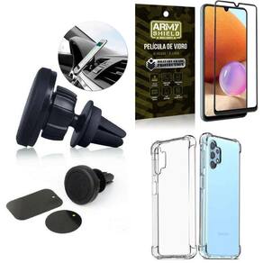 Capa samsung a32 4g +suporte veicular magnético +película 3d