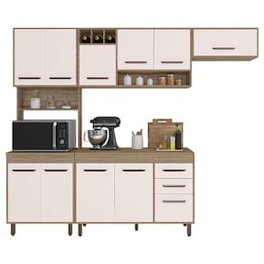 Cozinha 4 Peças Barcelona com Balcão de Cozinha Carvalho OAK Off White - Poliman