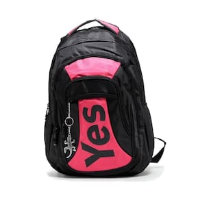 Mochila notebook yes com 3 bolsos grande preto/rosa