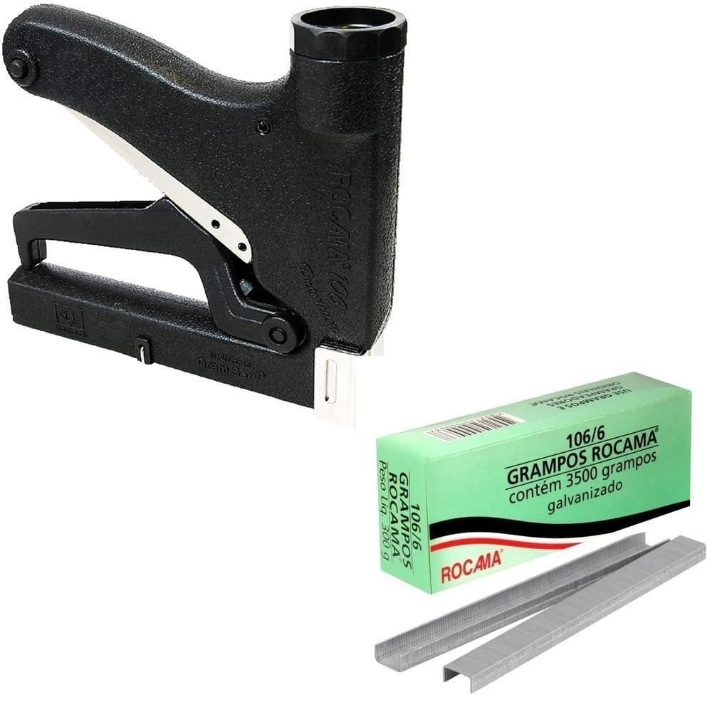Kit grampeador tapeceiro 106 premium e 3500 grampos 106/6mm