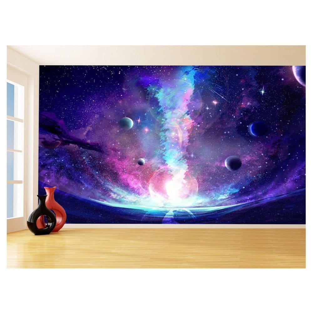 Papel De Parede 3D Espaço Estrelas Planetas 3,5M Nsp170