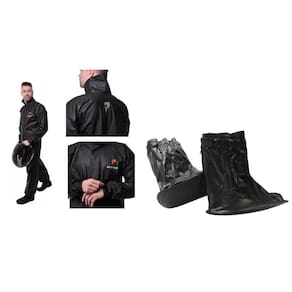 Capa de chuva pioneira pvc combate + par polainas tamanho gg