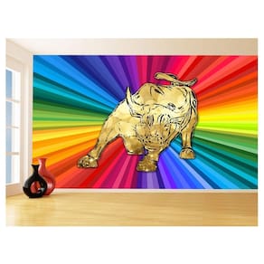 Papel De Parede 3D Animais Pop Art Touro Bull 3,5M Pxa186
