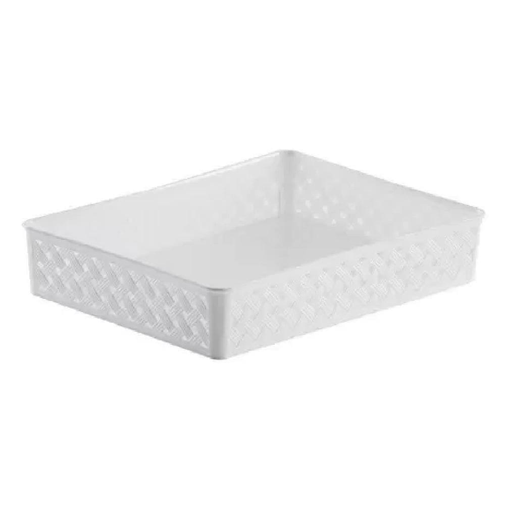 Cesto organizador rattan branco  paramount