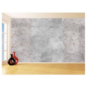 Papel De Parede 3D Concreto Linhas Dourado Rose 3,5M Kkt241