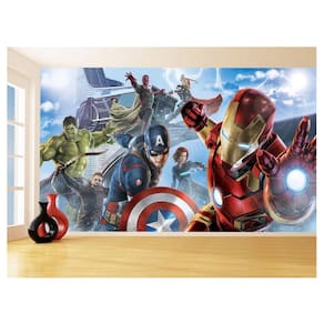 Papel De Parede Heróis Vingadores Equipe Céu 3,5M Nhma277