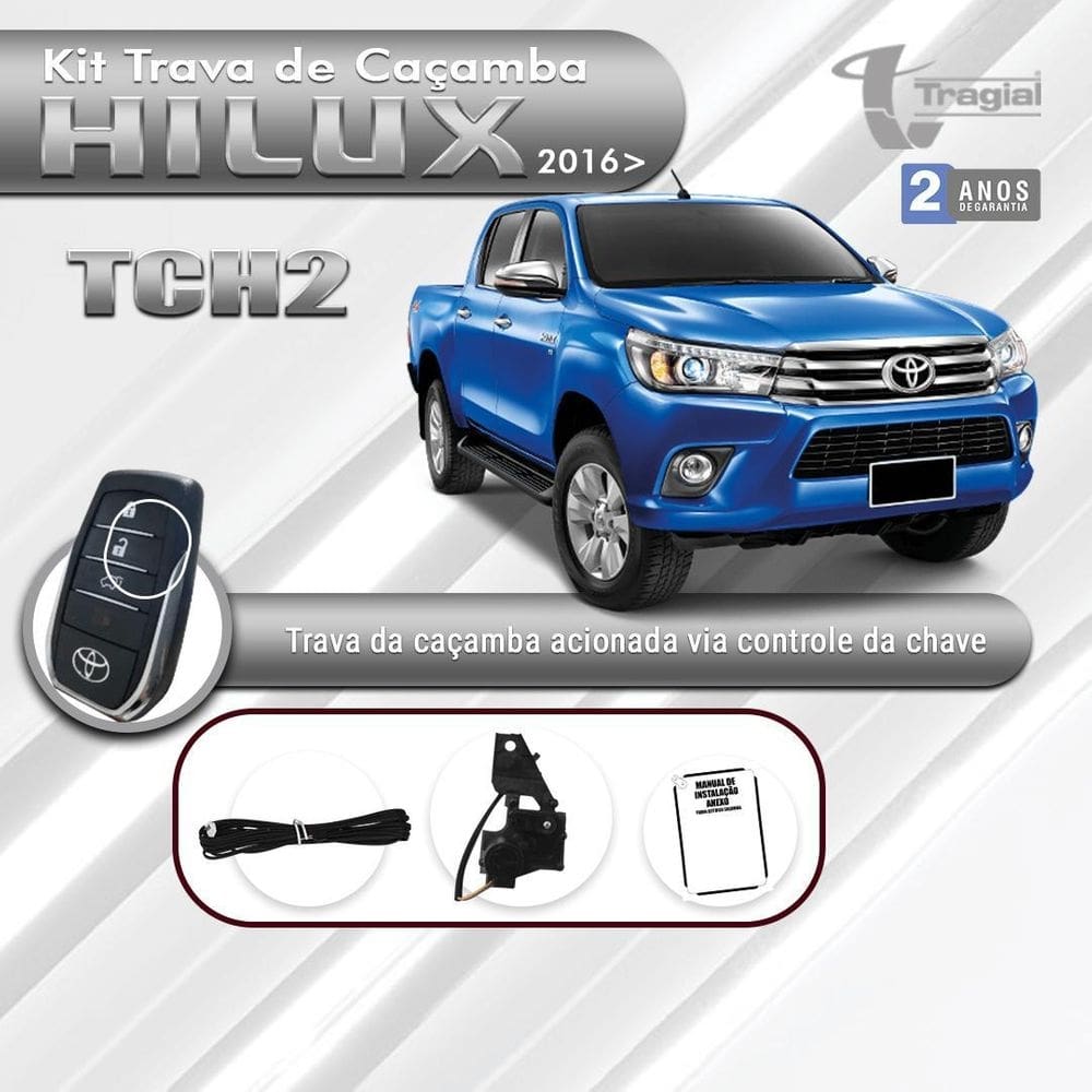 Kit trava de caçamba tragial hilux 2016/ acionada através do controle da chave