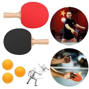 Raquete ping pong tênis de mesa par + 3 bolas de