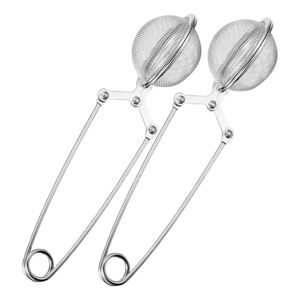 Kit 02 infusor de chá ervas inox coador peneira bolinha cabo