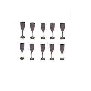 Kit 5 Taças Champanhe Cinza Acrílico Leve 180Ml