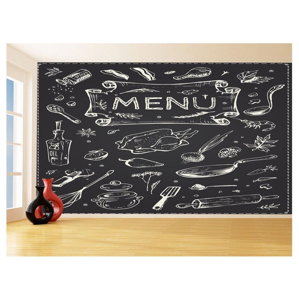 Papel De Parede 3D Estilo Lousa Cozinha Menu Dia 3,5M Lcb32