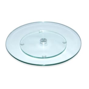 Centro de mesa prato giratório vidro 8mm petisqueira 40cm