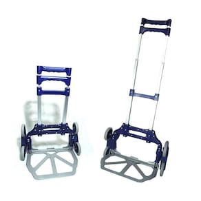 Carrinho dobravel de mao sobe escada 6 rodas azul