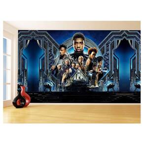 Papel De Parede 3D Heróis Pantera Negra Marvel 3,5M Nhma297