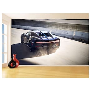 Papel De Parede 3D Carro Bugatti Chiron Pista 3,5M Car17