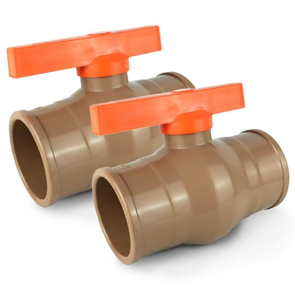 2x registro de  soldável pvc 20mm  1/2  marrom