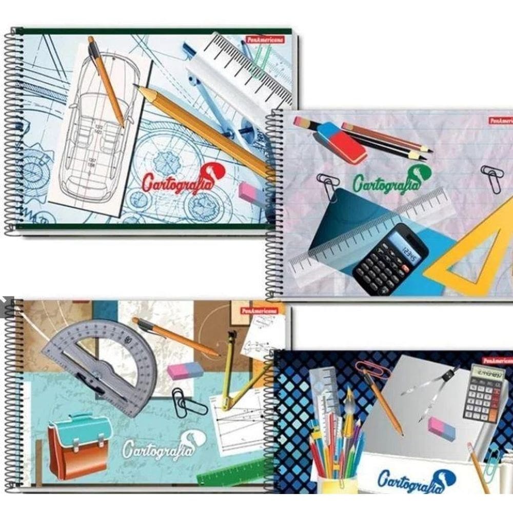 Caderno de cartografia desenho espiral 96fls- 10un