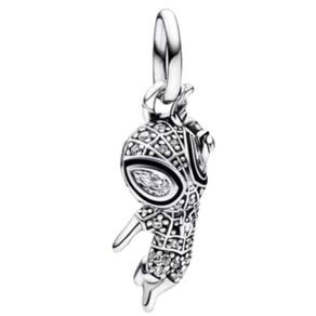Berloque homem aranha negro pulseira prata 925 super heróis