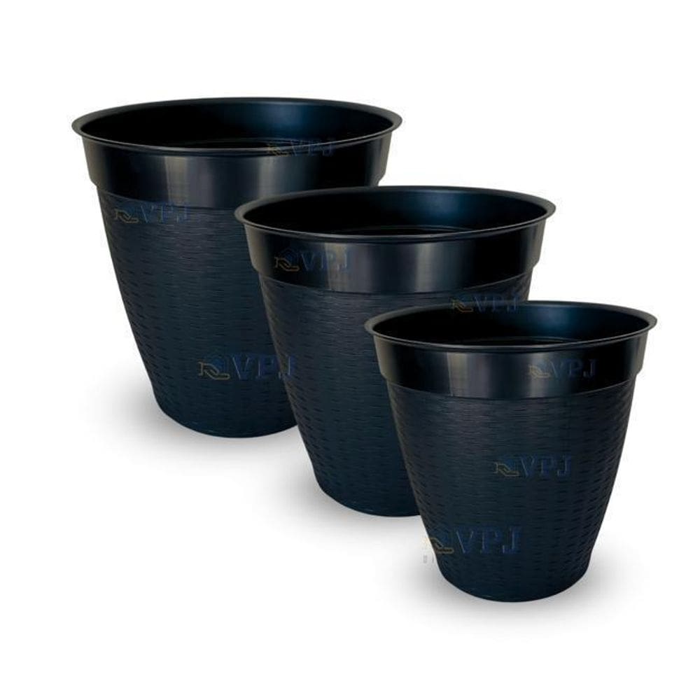 Trio de vaso rattan pmg flores plantas casa jardim varanda