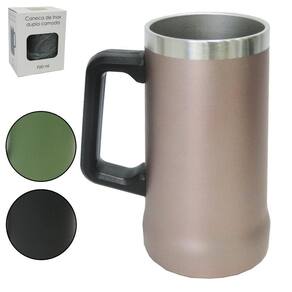 Caneca termica inox cerveja parede dupla colors 700ml caixa