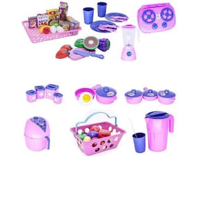 Kit infantil mercado panela copo prato pote air fryer 55pç