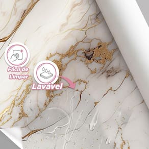 Papel De Parede Painel 3D Mármore Branco Brilho Viníl 2M