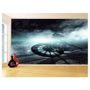 Papel De Parede 3D Moto Esporte Fumaça Estrada 3,5M Bkm102