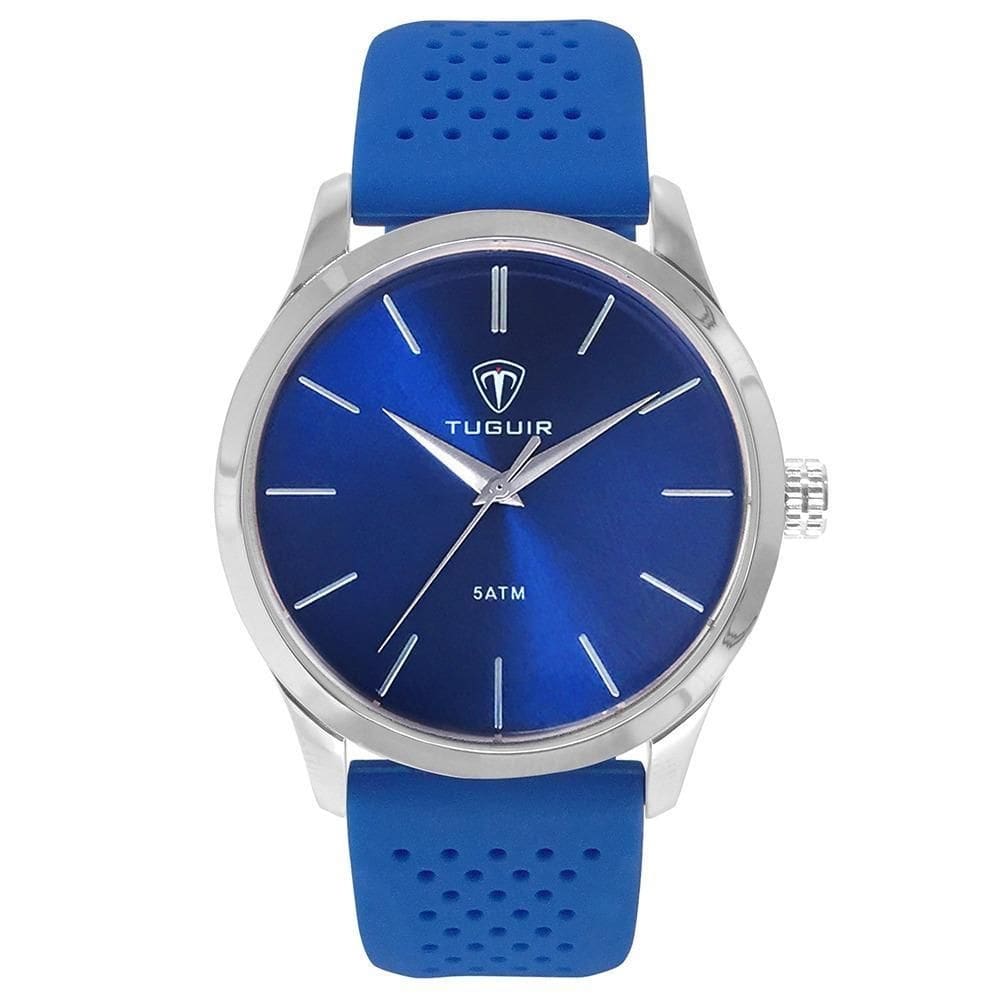Relógio masculino tuguir analógico tg159 - prata e azul