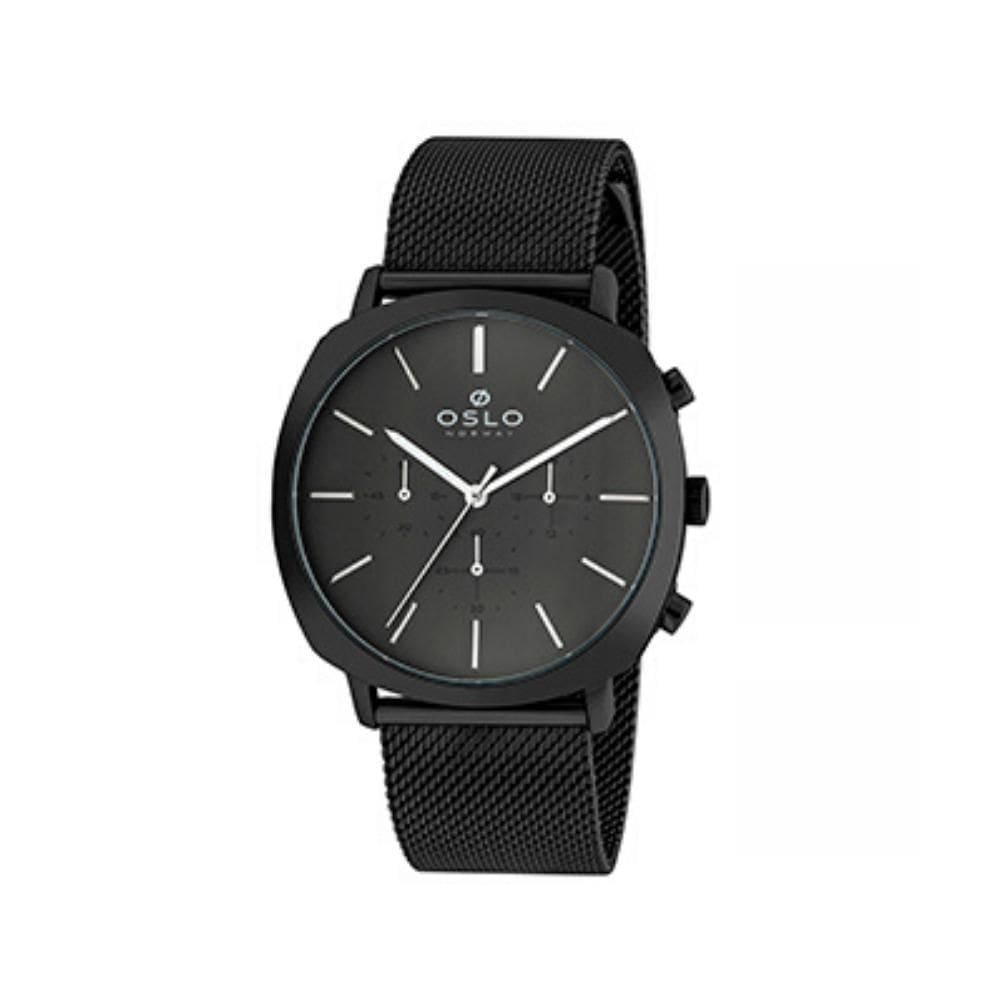 Relógio masculino slim grafite cronógrafo pulseira telinha