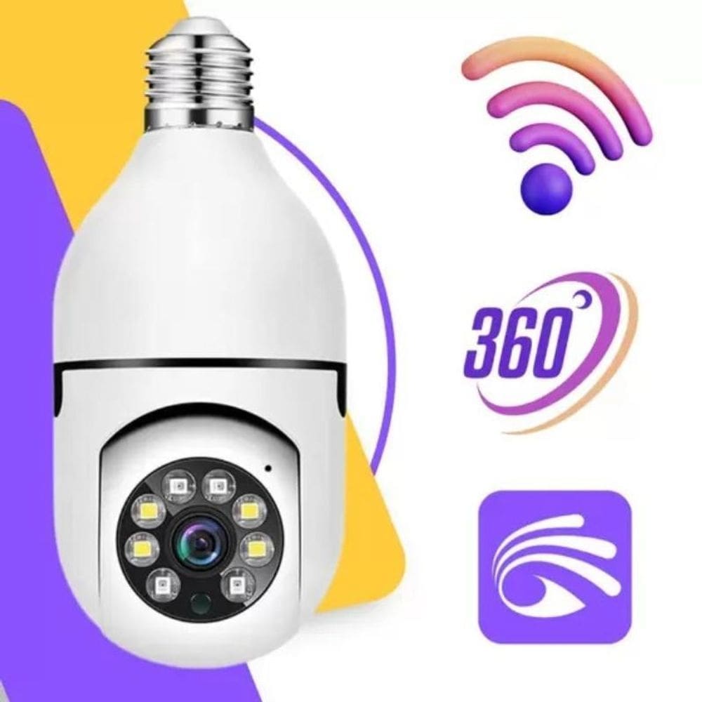 Câmera segurança ip 360 lâmpada wi-fi visão noturna hd cor