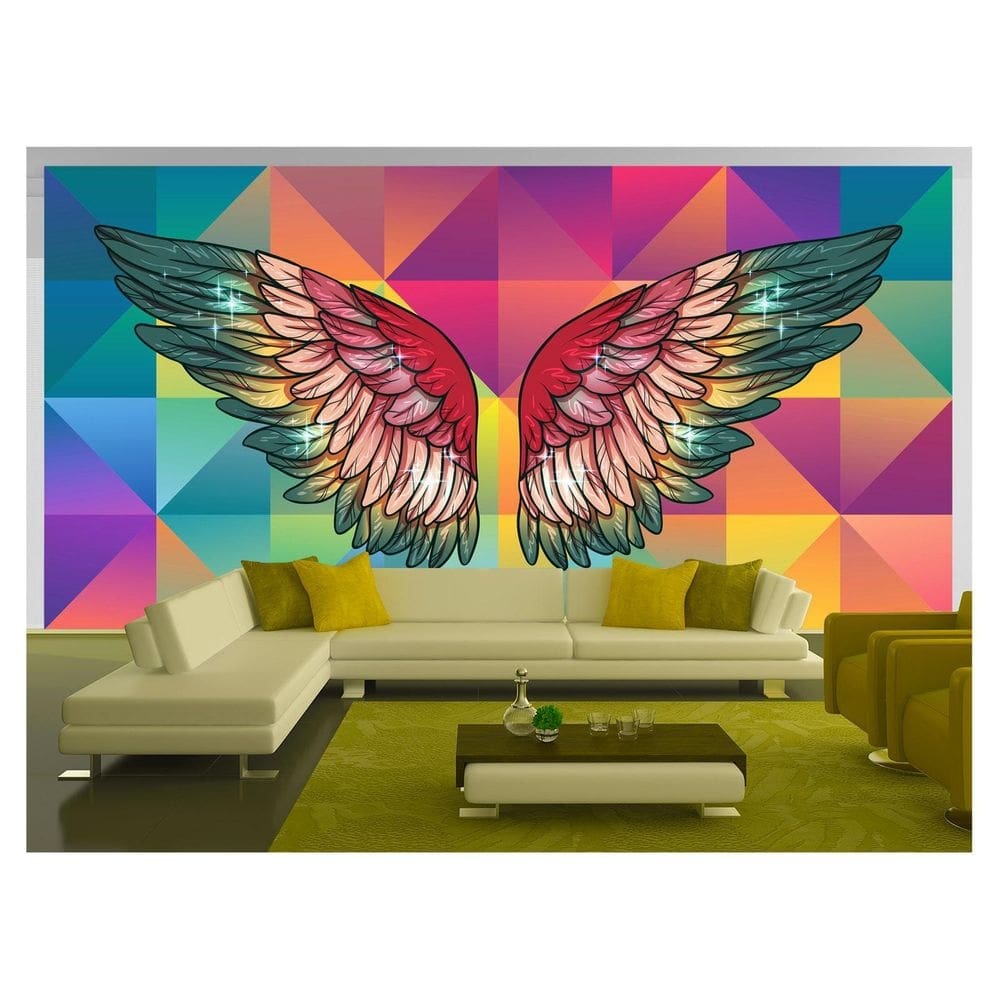 Papel De Parede 3D Arte Asas Selfie Insta Cores 3,5M Tra180