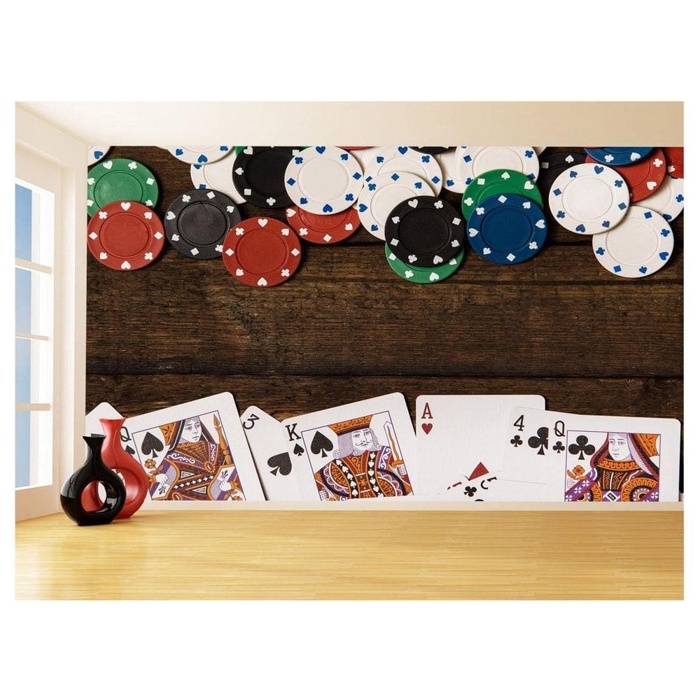Papel De Parede 3D Salão De Jogos Cartas Poker 3,5M Jcs76
