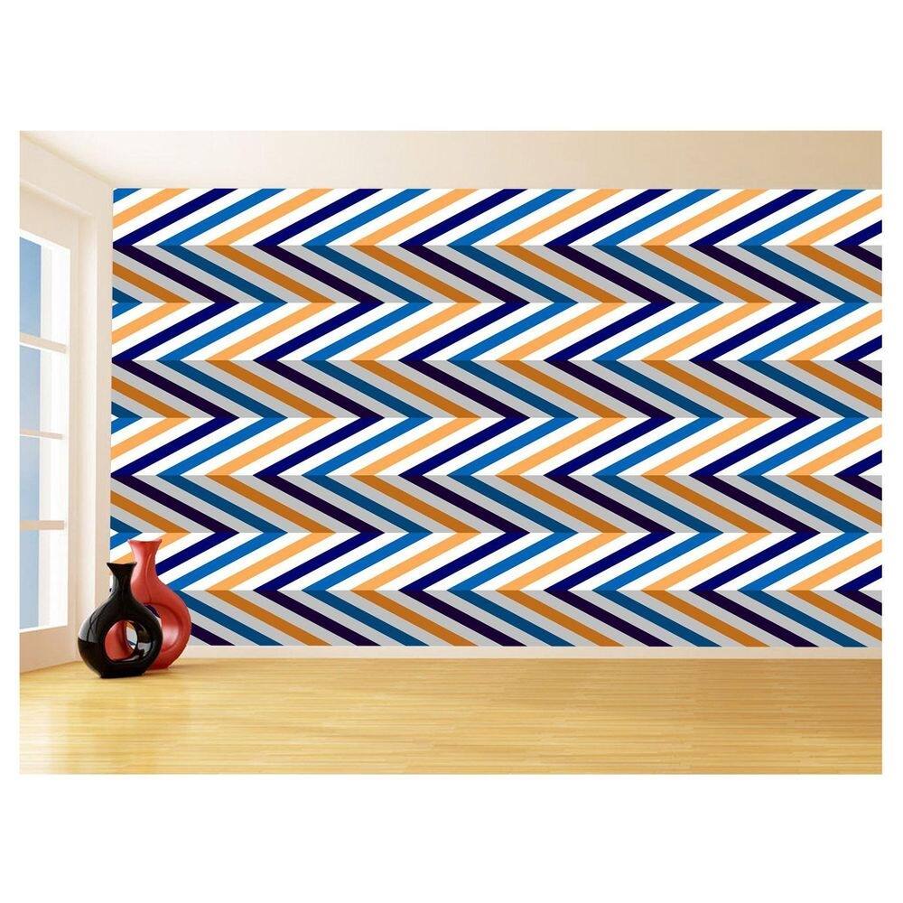 Papel De Parede 3D Sala Chevron Zig Zag Listras 3,5M Zig45