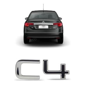 Emblema letreiro c4 moderno preto e cromado