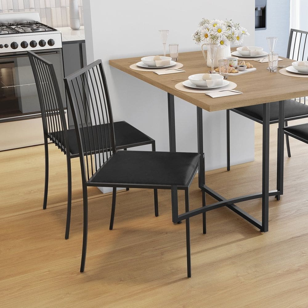 Kit 4 Cadeiras em Aço Atos Mais Decor Grafite/Preto